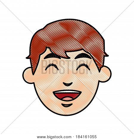 drawing face man laughing cartoon vector illustration