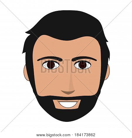 color image front face man with beard and moustache vector illustration