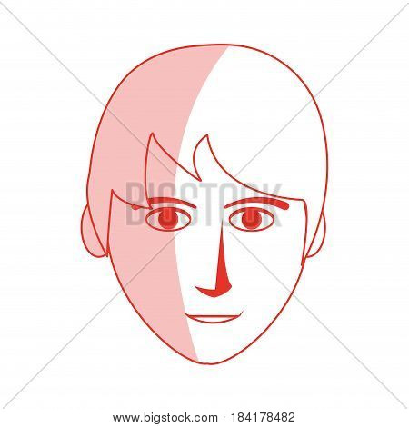 red silhouette shading front face man with hairstyle vector illustration