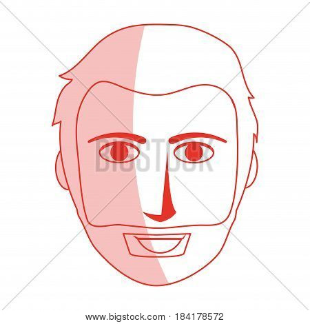 red silhouette shading front face man with beard and moustache vector illustration