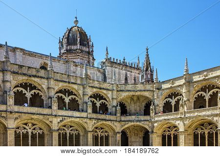 Lisbon, Portugal - April 6, 2017: Monastery of Jeronimos in Lisbon (Mosteiro dos Jeronimos)