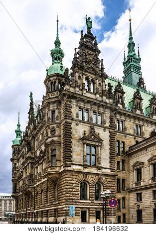 Hamburg town hall building architecture (Rathous), Germany