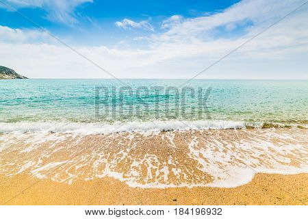 Golden shore in Solanas beach in Sardinia