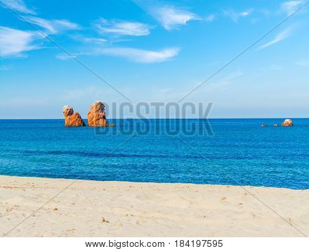 Sea Stacks in Cea beach in Sardinia