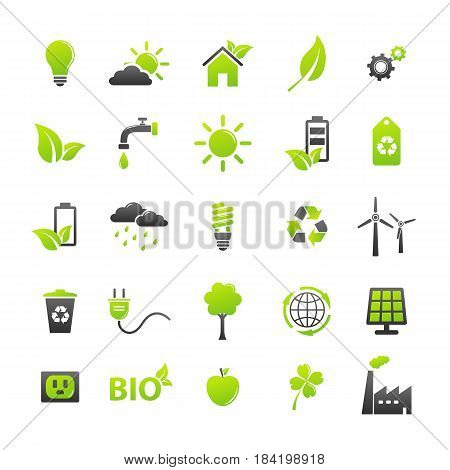 Set of 25 ecology icons. Vector illustration