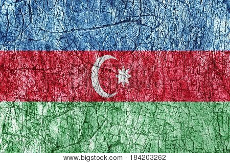 Grudge stone painted Azerbaijan flag close up