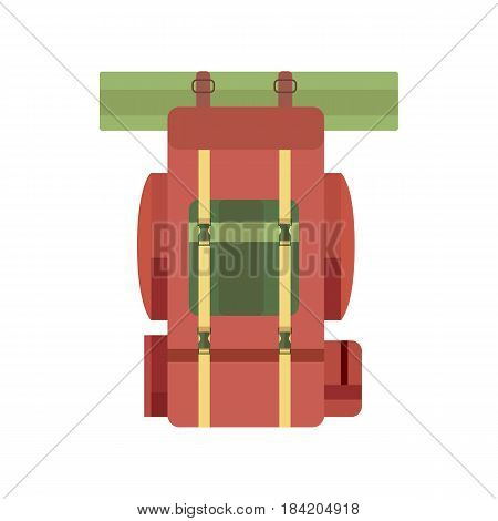 School backpack in flat style. Bag icon kids backpack on a isolated background. Youth backpacks. Child backpack, travel hiking, tourism and luggage. Vector illustration collections eps10