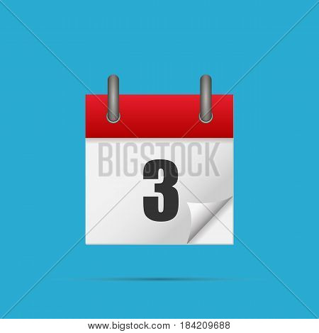 Calendar icon. Calendar date - 3th Vector illustration. Eps 10.