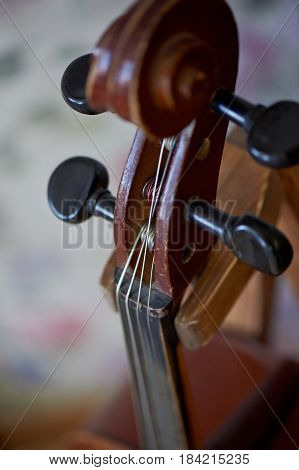 Grif old brown violin. Be on the bright background Wallpaper. Close