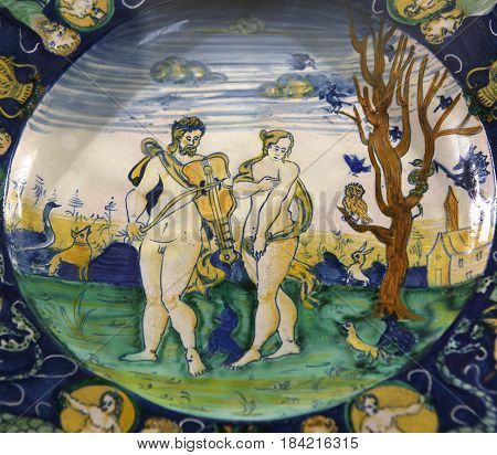 Ancient Ceramic Pottery Dish From Renaissance