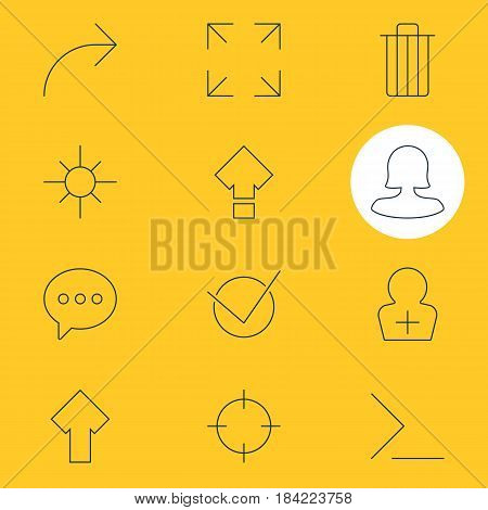 Vector Illustration Of 12 Interface Icons. Editable Pack Of Message, Share, Garbage And Other Elements.
