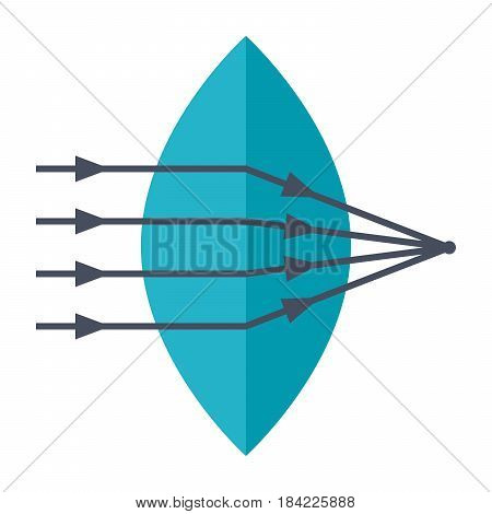 Physics concept with biconvex lens, vector illustration in flat style