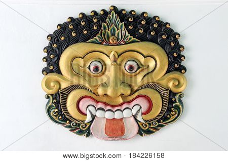 Yogyakarta, Indonesia - 29 January 2013: Thet mask in Yogyakarta Sultanate Palace Indonesia