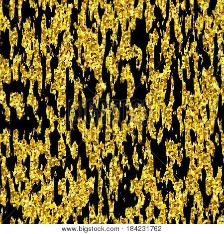 Golden Background with Seamless Pattern of Glittering Textile Stock Vector Illustration
