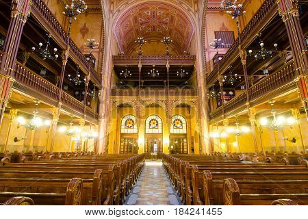 Interior Of The Dohany Street Synagogue In Budapest, Hungary.