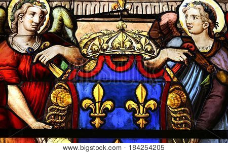 Stained Glass In Ecouen Castle, Ecouen, France