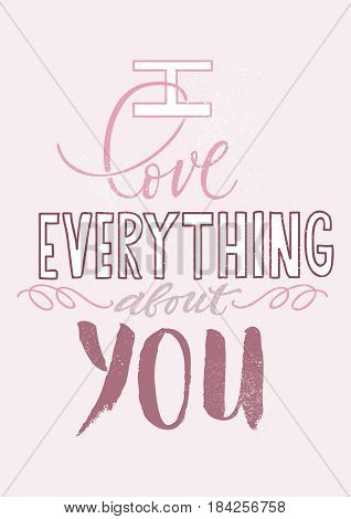 Handlettering inscription with mixed type. Pink background