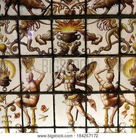 Stained Glass In Ecouen Castle, Ecouen, France