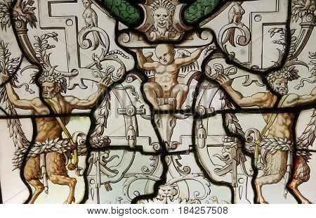 Stained Glass In Ecouen Castle, Ecouen, France