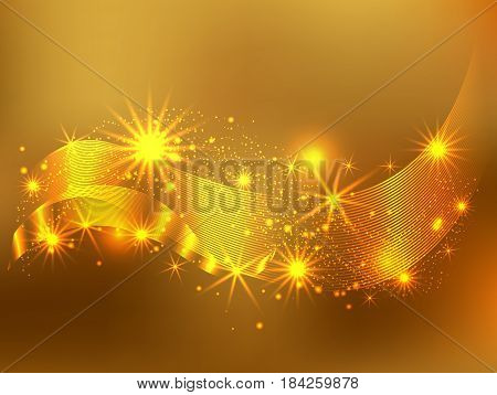 Gold glitter sparkles abstract background. Vector golden dust texture. Twinkling confetti shimmering star lights.
