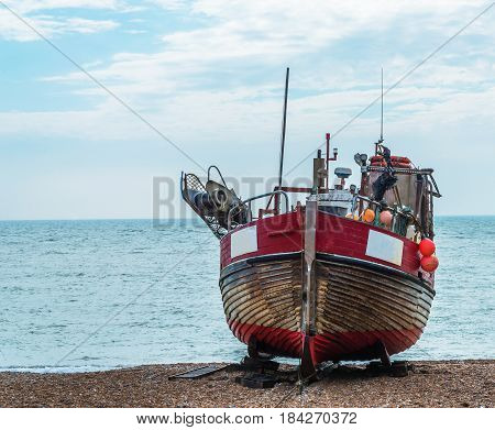 Fishing Boats On The Shore, Pebble Beach, Wooden Boats, Fishing And Tourist Industry