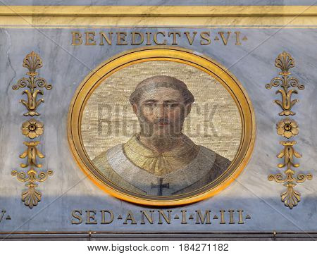 ROME, ITALY - SEPTEMBER 05: Pope Benedict VI was Pope from 19 January 973 to his death in 974 in the basilica of Saint Paul Outside the Walls, Rome, Italy on September 05, 2016.