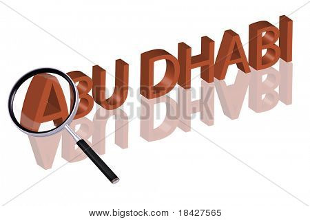 esplorando le lettere della città rossa in 3D parte di parola allargata da lente d'ingrandimento abu dhabi city trip completamenti