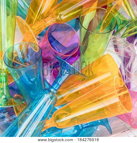 Plastic Sparkling Wine Glasses In A Litterbox