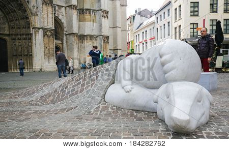 Belgium, Antwerp, Nello And Patrasche Sculpture - The Dog Of Flanders