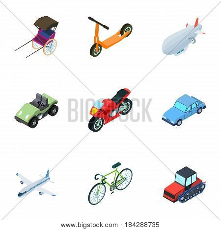 Land, water, air transport. Machines that people use.Transportation icon in set collection on cartoon isometric style vector symbol stock web illustration.