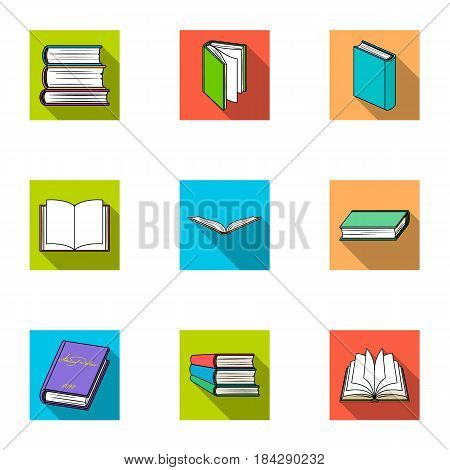 A set of pictures with books. Books, notebooks, studies. Books icon in set collection on flat style vector symbol stock web illustration.