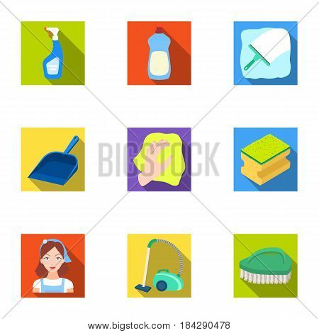 Cleaning, washing and everything connected with it. A set of icons for cleaning. Cleaning and maid icon in set collection on flat style vector symbol stock web illustration.