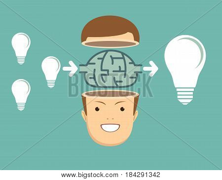 businessman Think about ideas. cooperate concept . Stock vector illustration for poster, greeting card, website, ad, business presentation, advertisement design.