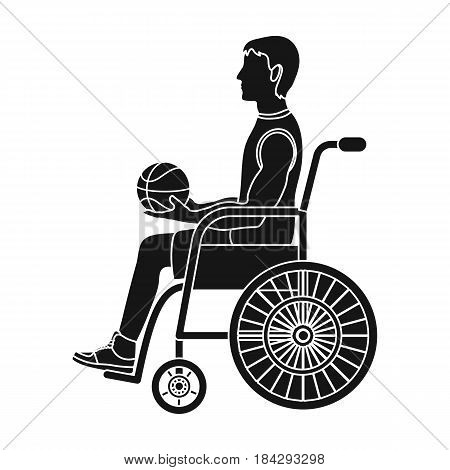 Basketball player disabled.Basketball single icon in black style vector symbol stock illustration .