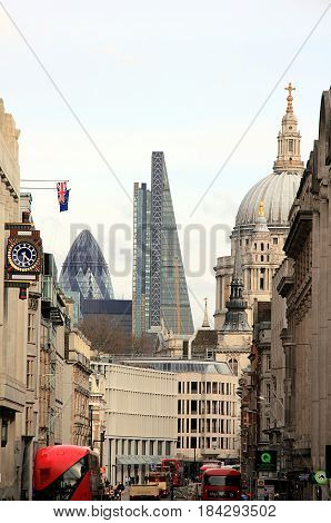 City of London, View on St Paul Cathedral, The Gherkin, and The Leadenhall Building