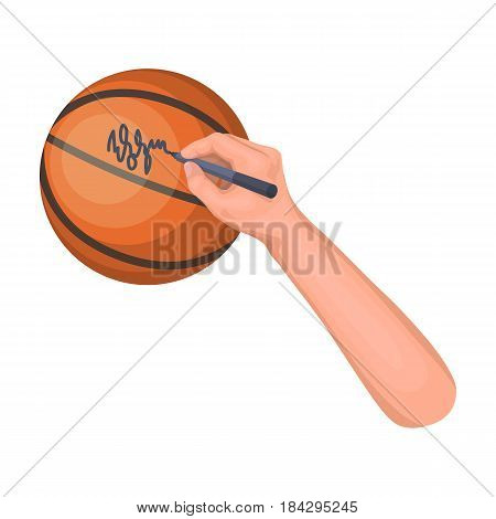 Autograph on a basket ball.Basketball single icon in cartoon style vector symbol stock illustration .