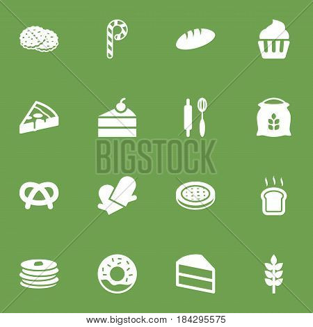 Set Of 16 Cook Icons Set.Collection Of Grain, Muffin, Sack And Other Elements.