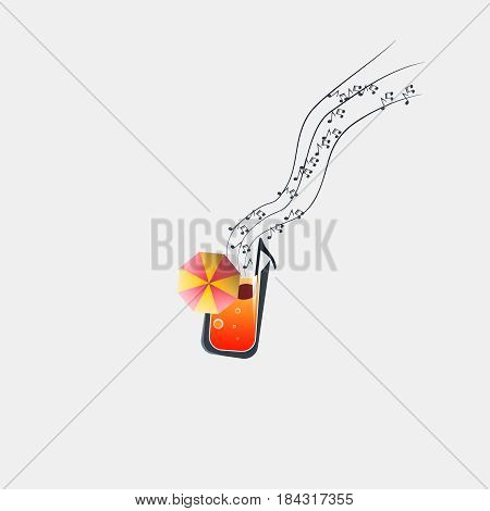 Cocktails vector logo template. Music note brand identity