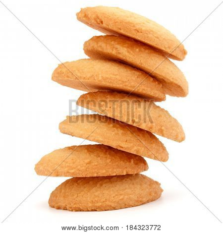 stacked short pastry cookies isolated on white background