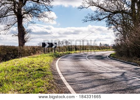 Sunny Day View of Empty UK Country Road.