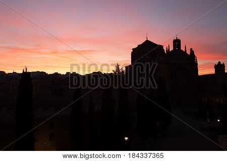 Iglesias de San Esteban, Salamanca, at sunset
