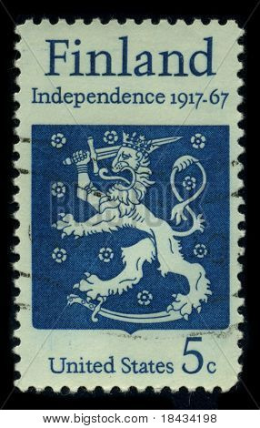 สหรัฐอเมริกา - เซอร์กา 1967: แสตมป์พิมพ์ในสหรัฐอเมริกาแสดงภาพของการทุ่มเทเพื่อเอกราชฟินแลนด์ 19