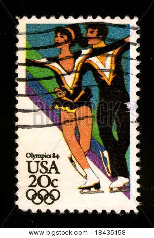USA - ca. 1984: Eine Briefmarke gedruckt in USA zeigt Bild von gewidmet die Olimpics 84, ca. 1984