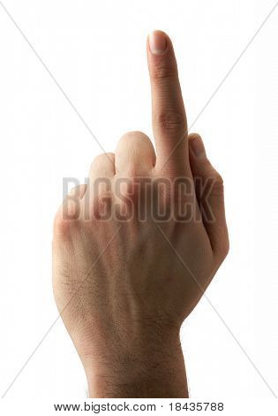 mano che indica la direzione su sfondo bianco