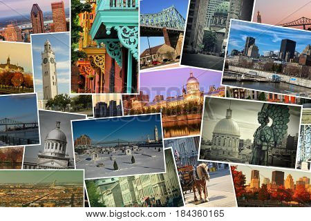 Collage of images from famous location in Montreal, Canada 