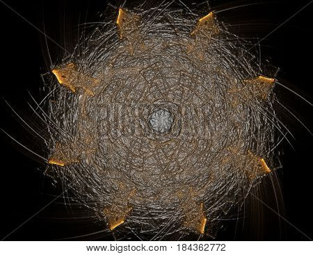 Geometry of Space series. Visually attractive backdrop made of conceptual grids curves and fractal elements suitable as element for layouts on physics mathematics technology science and education.