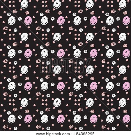 seamless pattern with polka dot design, hand drawn black pattern