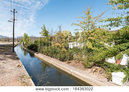 BONNIEVALE SOUTH AFRICA - MARCH 26 2017: A canal in Bonnievale a small town in the Western Cape Province