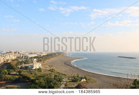 Cijin beach coastline landscape in Kaohsiung Taiwan