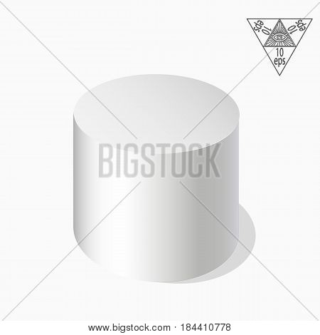 White cylinder on a white background in axonometry. Vector illustration of an eps 10.